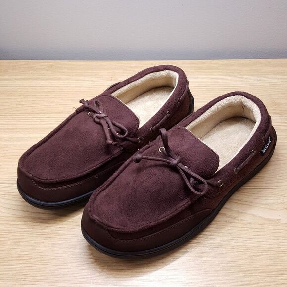 ISOTONER Slippers Mens Size 8 9 Brown Slip On Plush Lined Gel Memory Foam main image 4